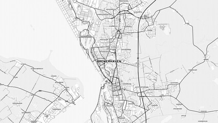 Minimalist Bremerhaven Street Map with Labels and Neighborhoods