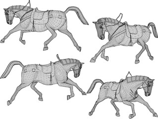 vector sketch illustration of royal horse design for fighting in the battlefield