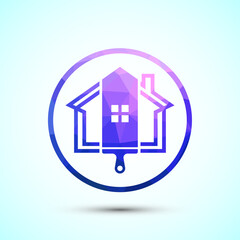Home painting icon design illustration. House painting sign symbol, Low poly style