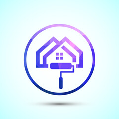 Home painting icon design illustration. House painting sign symbol, Low poly style