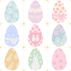 Easter eggs seamless Pastel Pattern vector illustration for wrapping paper, fabrics, kids clothes print.
