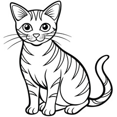 Silhouette of little cat on a white background