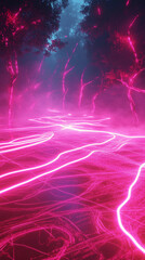 Obraz premium Neon Cyberpunk Background with Futuristic Glowing Lights
