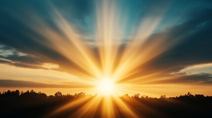 Majestic Sunset Rays Illuminating the Horizon