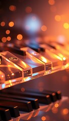 Abstract Closeup Of Illuminated Piano Keys