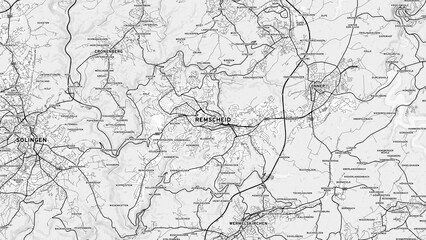 Minimalist Remscheid Street Map with Labels and Neighborhoods