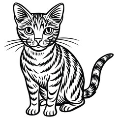 Obraz premium Silhouette of little cat on a white background