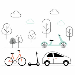 Eco-Friendly Urban Transport: Bike, Scooter.