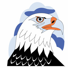 Bald Eagle Head Vector Illustration: Detailed, White & Black, Orange Beak.
