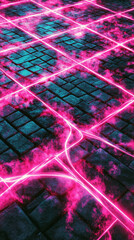 Neon Cyberpunk Background with Futuristic Glowing Lights