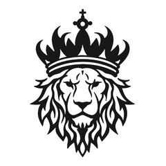 Fototapeta premium lion head with crown silhouette