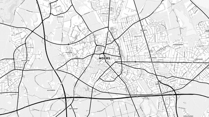 Minimalist Moers Street Map with Labels and Neighborhoods