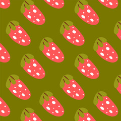 Seamless pattern with strawberries