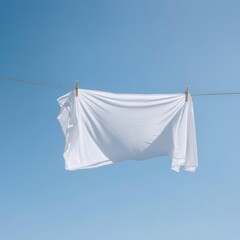 White sheet drying outdoors on clothesline