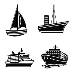 Waterway Transport Icons Maritime Vector Collection