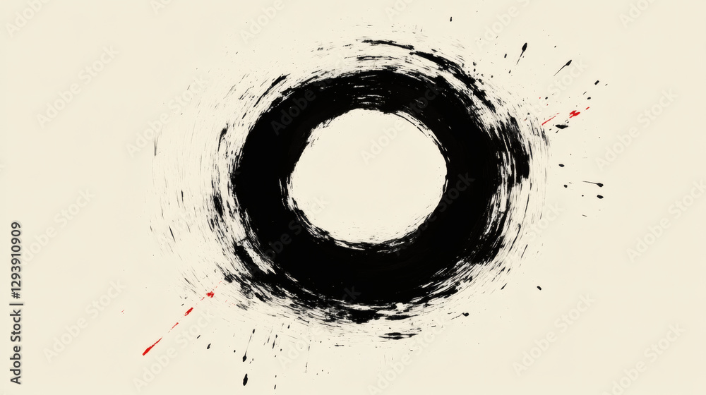 Poster black circular splash on a light background