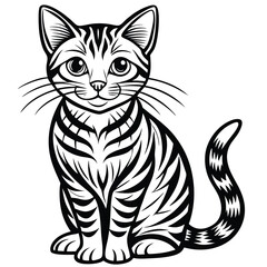 Obraz premium A black and white drawing of a cat with a black face and a black and white background