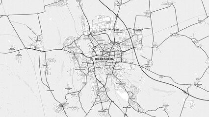 Minimalist Hildesheim Street Map with Labels and Neighborhoods