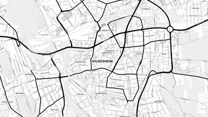 Minimalist Hildesheim Street Map with Labels and Neighborhoods