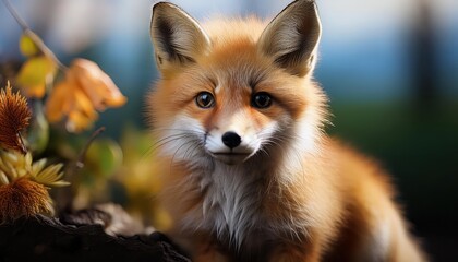 Enchanting Red Fox Frolics through a Snowy Winter Wonderland, Playfully Contrasting the Serene Tranquility of a Frosted Forest at Twilight.