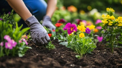 Fototapeta premium Creating a vibrant flower bed a guide to planting beautiful flowers effectively