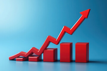 Global business growth graph with financial success on white background