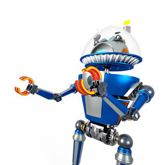 vintage golden age robot in white background