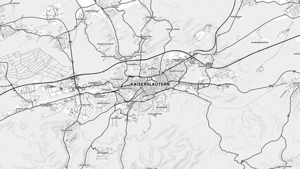 Fototapeta premium Minimalist Kaiserslautern Street Map with Labels and Neighborhoods