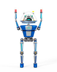 vintage golden age robot in white background