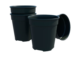 3D Rendering Empty Pots on White