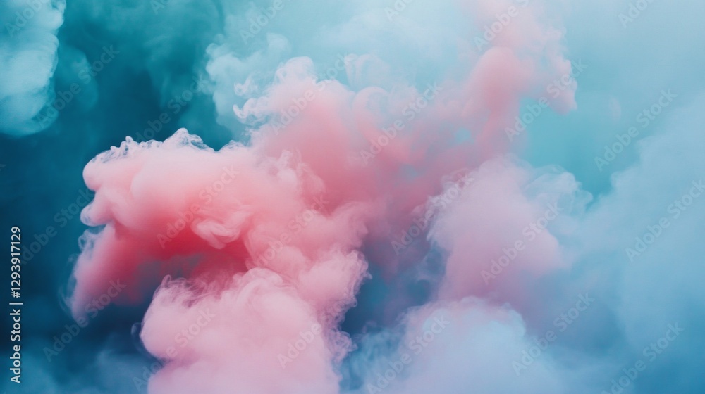 Poster soft clouds in shades of pink and blue dance together, creating a serene atmosphere that evokes a se