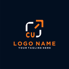 CU initials minimal modern technology logo design