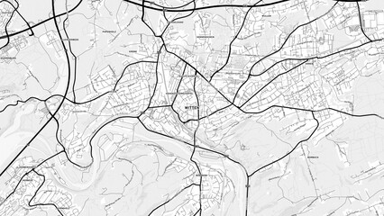 Minimalist Witten Street Map with Labels and Neighborhoods
