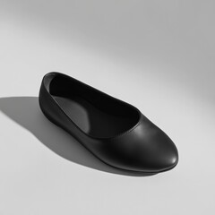 Elegant Black Ballet Flat Shoe Showcasing Rounded Toe Design