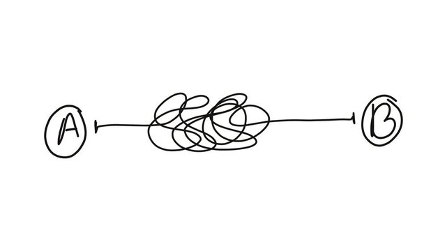 point a to point b on white background animation video