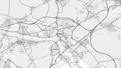 Obraz premium Minimalist Hanau Street Map with Labels and Neighborhoods