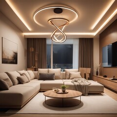 Futuristic and Warm Living Room Illumination