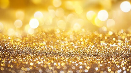 Abstract Golden Glitter Texture Background with Sparkling Bokeh Light Effects