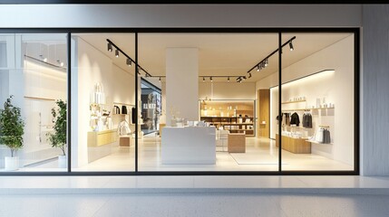 Modern Retail Storefront with Elegant Display and Bright Lighting