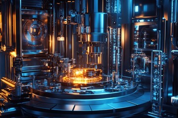 Futuristic Quantum Processing Machine Capable of Complex Calculations and Advanced Computational Tasks in a High-Tech Environment