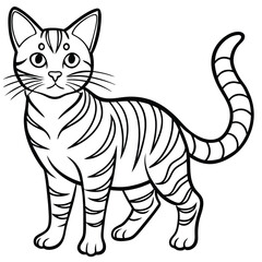 Cute cat vector art illustration black and white silhouette