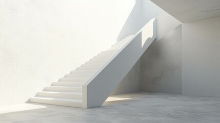 Fototapeta premium Modern Minimalist White Staircase in Bright Interior Space