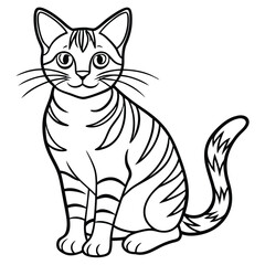 Obraz premium A black and white drawing of a cat with a striped tail