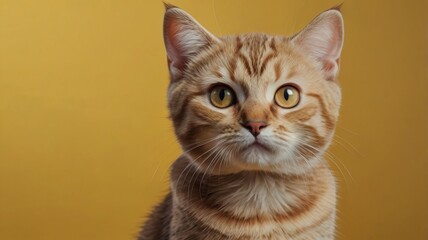 Obraz premium Cute Cat Banner on Yellow Background