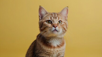 Obraz premium Cute Cat Banner on Yellow Background