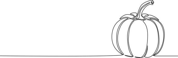 continuous single line drawing of a pumpkin, line art vector illustration