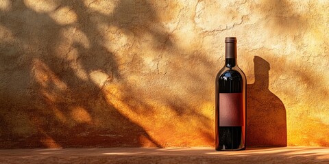 Wine bottle on a brick wall