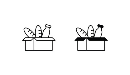 Charity food packs icon design with white background stock illustration