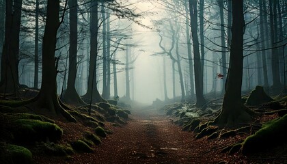 Obraz premium covered forest where every step echoes and unseen creatures 