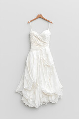 Fototapeta premium White wedding dress isolated on grey background